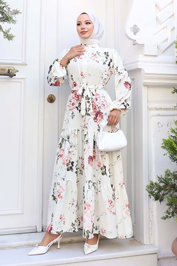 Rochie Hijab cu model Ecru 517 - 5