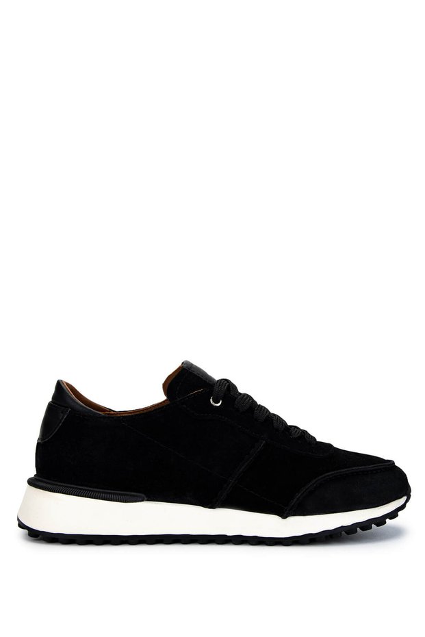 Men's Genuine Leather Black Suede Sneakers & Sports Shoes