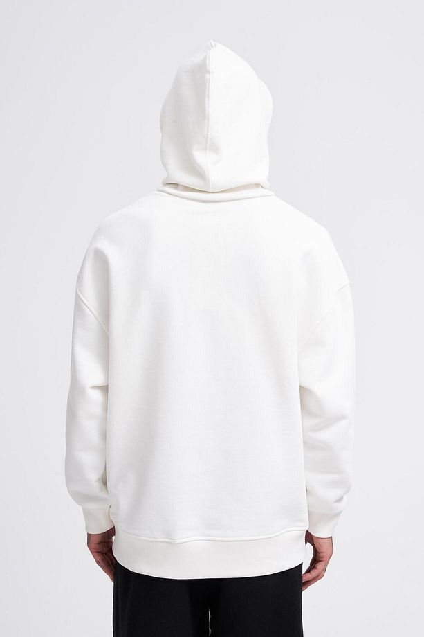 Erkek Basıc Ekru Hoodie - 6