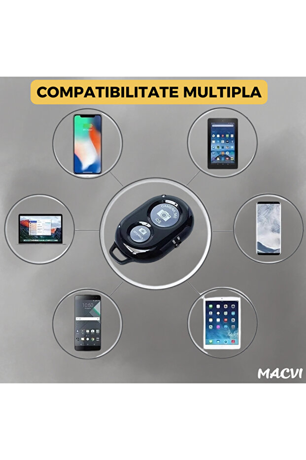 Macvi® selfie remote control compatible with iOS and Android, Bluetooth 4.0, dimensions 5cm x 2cm x 1cm - 3