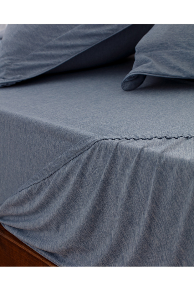 İlus Bambu Çift Kişilik Comforter Set - Mavi - 6