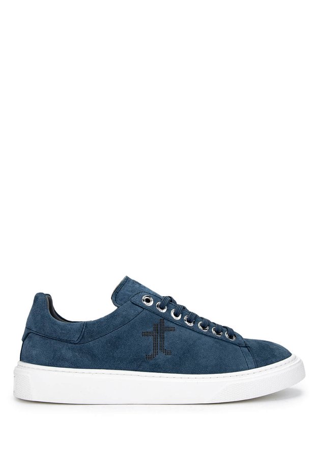 Men's Genuine Leather Blue Sneakers & Sports Shoes