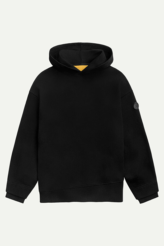 Erkek Basic Relax / Oversize Hoodie Sweatshirt - Houd - Tar - 1