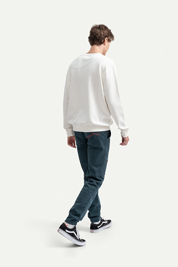 Erkek Basic Regular Sweatshirt - Ruga - Off White - 5