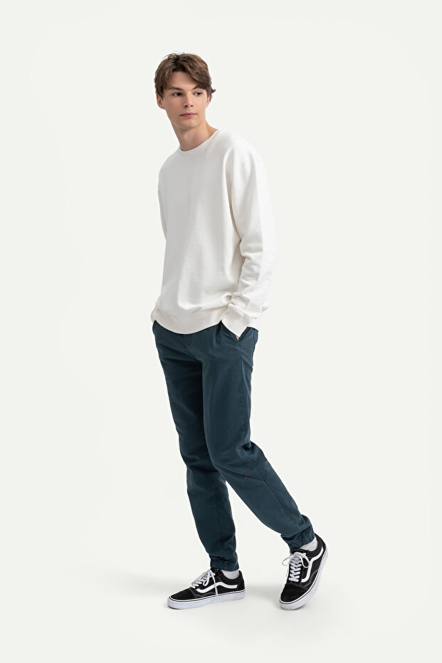 Erkek Basic Regular Sweatshirt - Ruga - Off White - 3