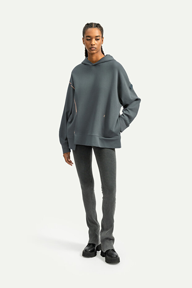 Erkek Basic Relax / Oversize Hoodie Sweatshirt - Hugraf - Storm - 6