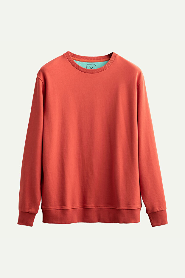 Erkek Basic Regular Sweatshirt - Ruga - Coral - 1