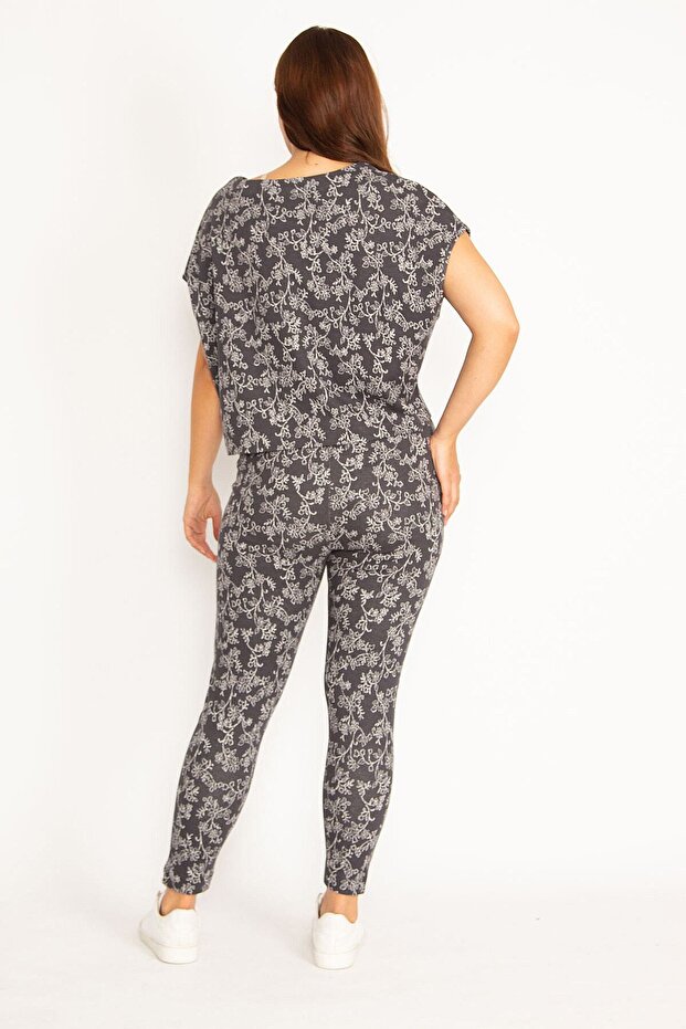 Női nagy méretű füstölt biopamut blúz nadrág szett 65n34803 - 4