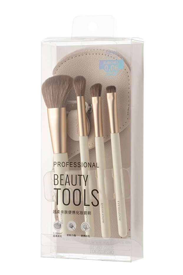 Cilt Dostu Taşınabilir Makyaj Fırça Seti (4 adet & Saklama Kabı) - 2