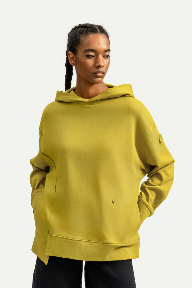 Erkek Basic Relax / Oversize Hoodie Sweatshirt - Hugraf - Moss - 7