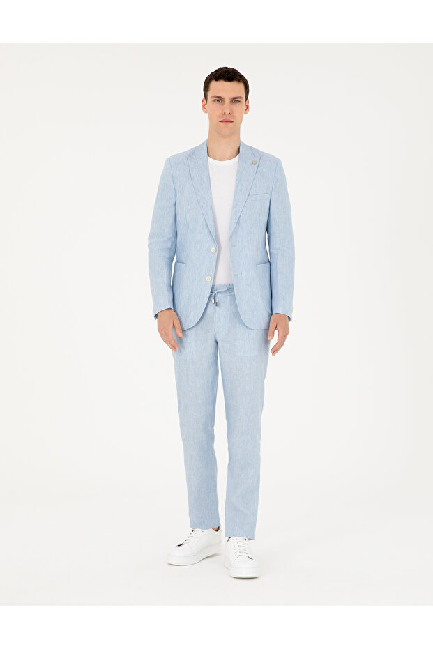 Light Blue Extra Slim Fit 100% Linen Suit 50288869-Vr003