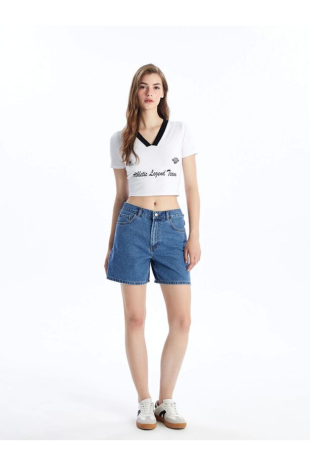 LCW Jeans Indigo Bermuda Fit Kadın Jean Şort - 2