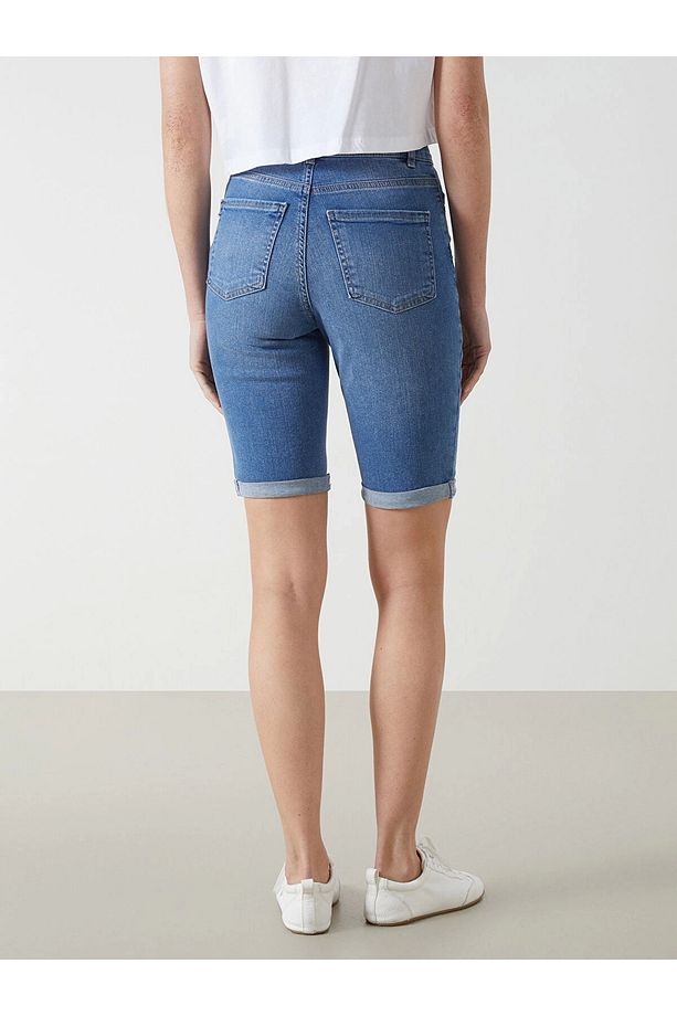 LCW Jeans Indigo Bermuda Fit Kadın Jean Şort - 4
