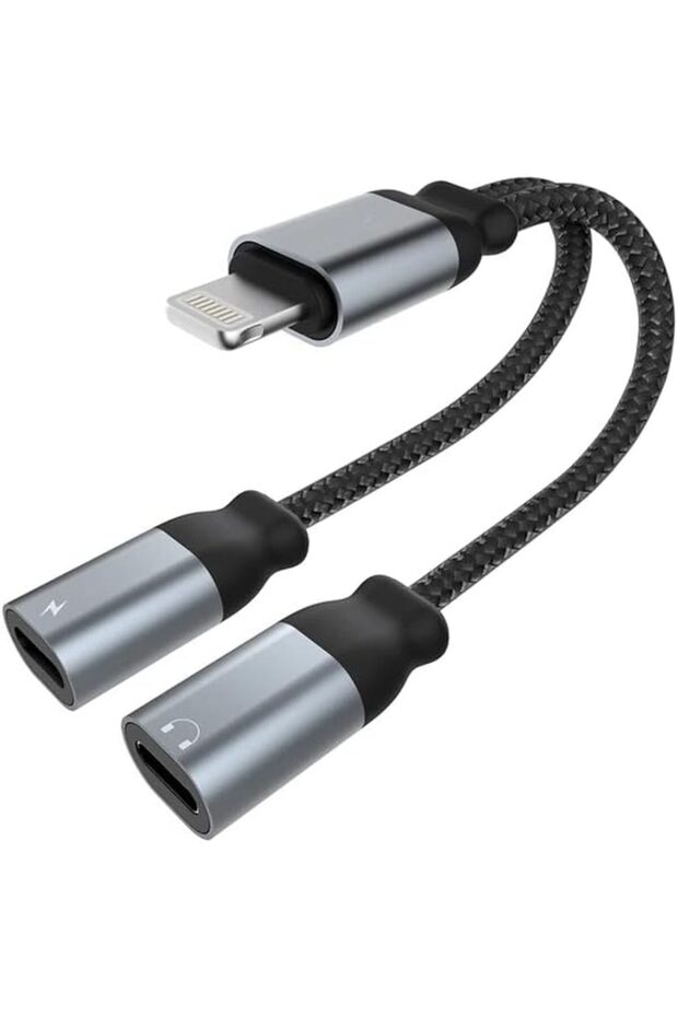 محول سماعة رأس Lightning مزدوج ودونجل شاحن
