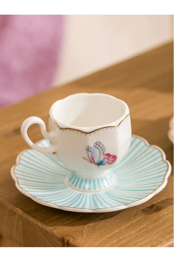 LCW HOME Karişik Kelebek Baskılı 2 Kişilik Porselen Kahve Fincan Takımı 80 Ml - 3