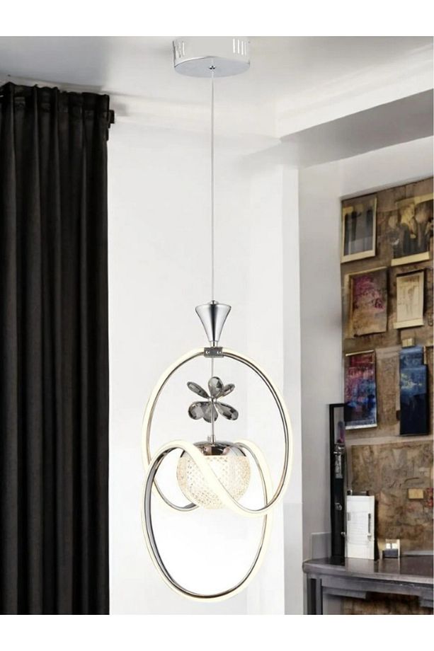 Badem Modern Sarkıt Led Avize 3 Renk Toplu Kelebek Taşlı Krom Kaplamalı - 1
