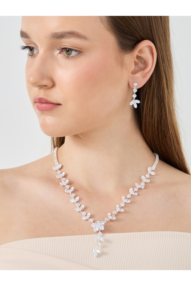 Embellished Necklace and Earrings Jewelry Set