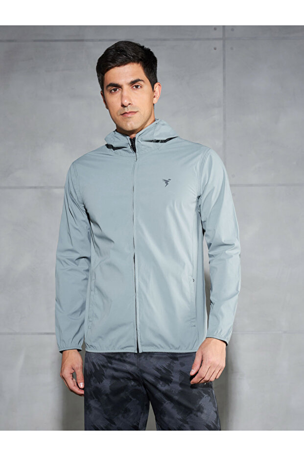 Solid Hooded Zipper Jacket - 1