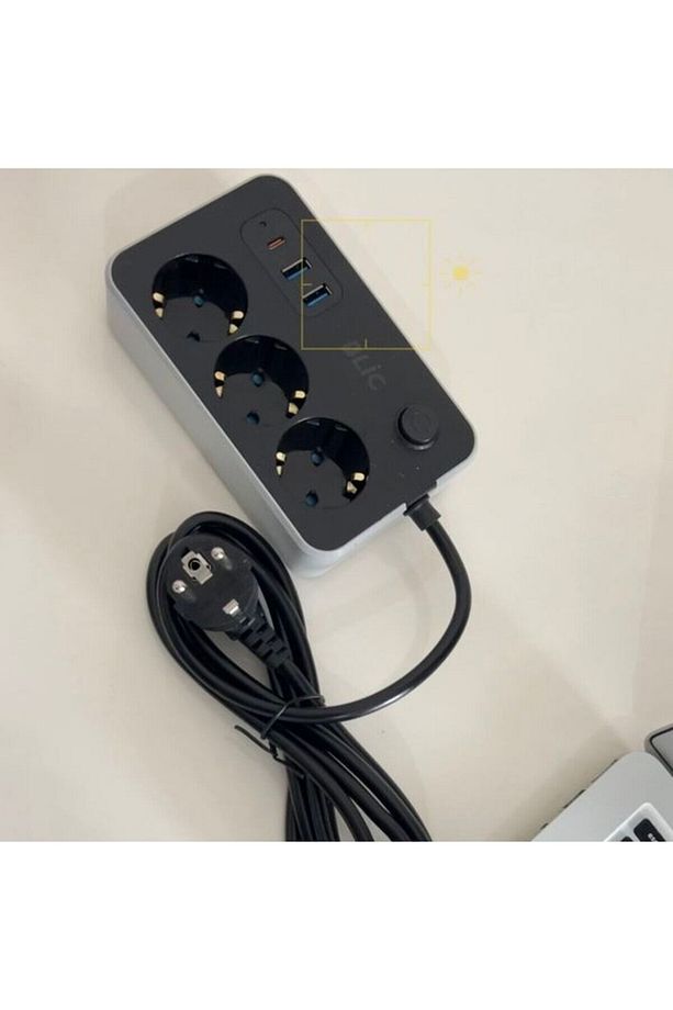 Termal Akım Korumalı 3 Priz 2 Usb 1 Type-c Girişli 2m Kablolu Üçlü Priz - 3