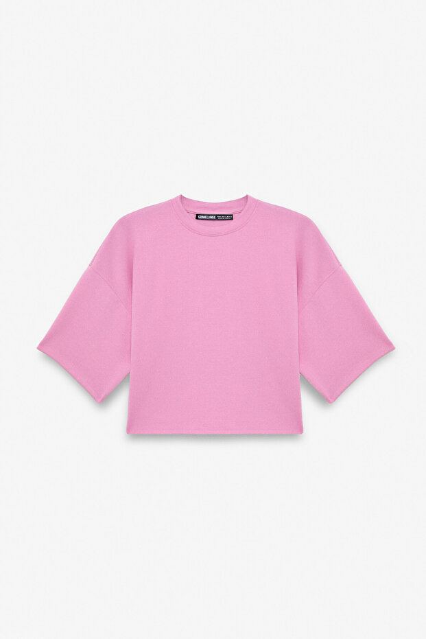 Vela women's flexible fabric bicycle collar oversize fit pink t-shirt