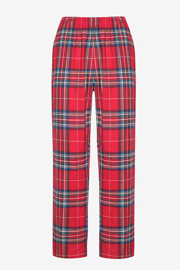 Checkered Kırmızı Gömlek Pijama Takımı - 3