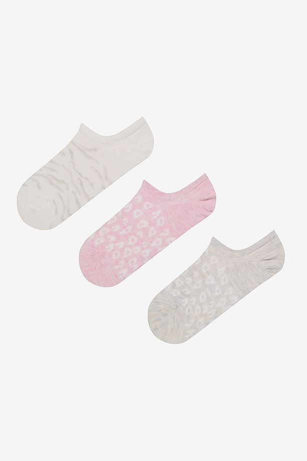 Soft Leopard 3lü Sneaker Çorap - 1