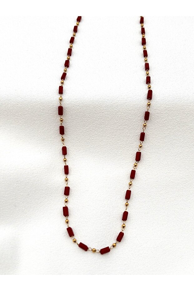 Topçuklu Boncuklu Çelik Kolye - 4