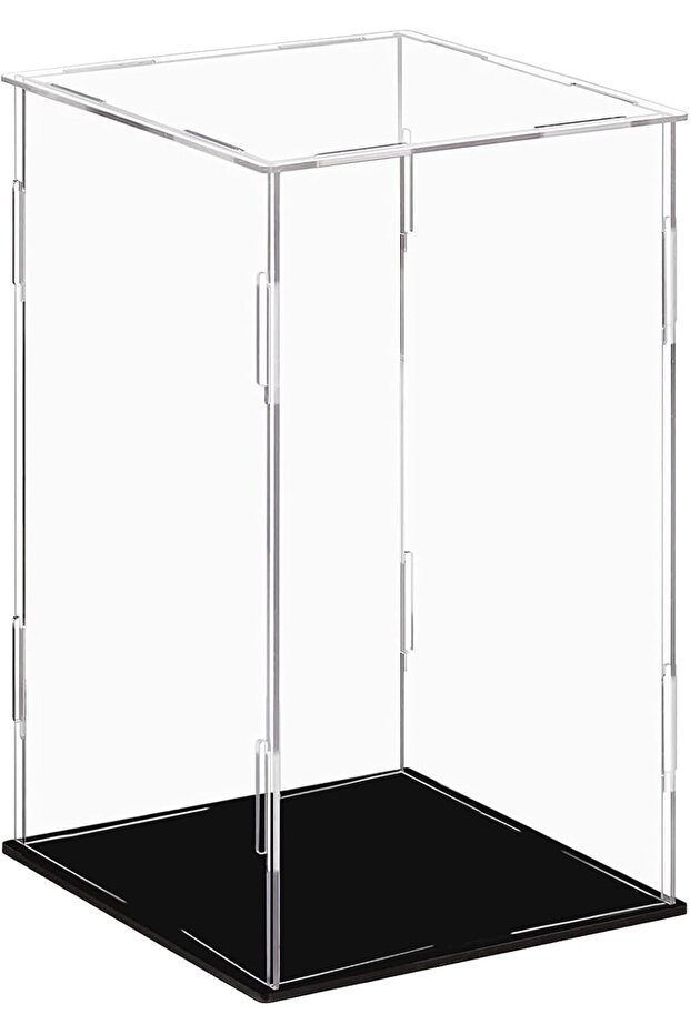 Acrylic Display Case with Black Base, Clear Display Box Acrylic Dustproof Showcase - 1