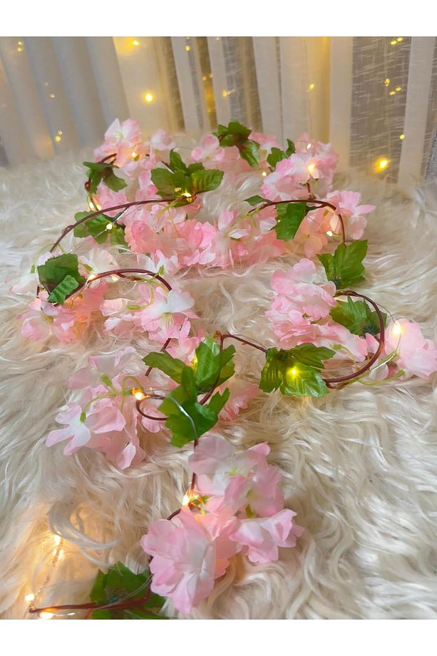 Unutma Beni Çiçeği Yapay Kiraz Çiçeği SAKURA ve 3 Metre Led Işık Seti - Yapay Çiçek Sarmaşık - 3