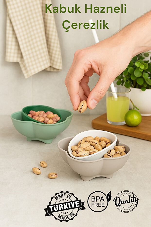 350 ml + 800 ml Capacity Cookie Presentation Bowl with Shell Bowl and Pistachio Bowl