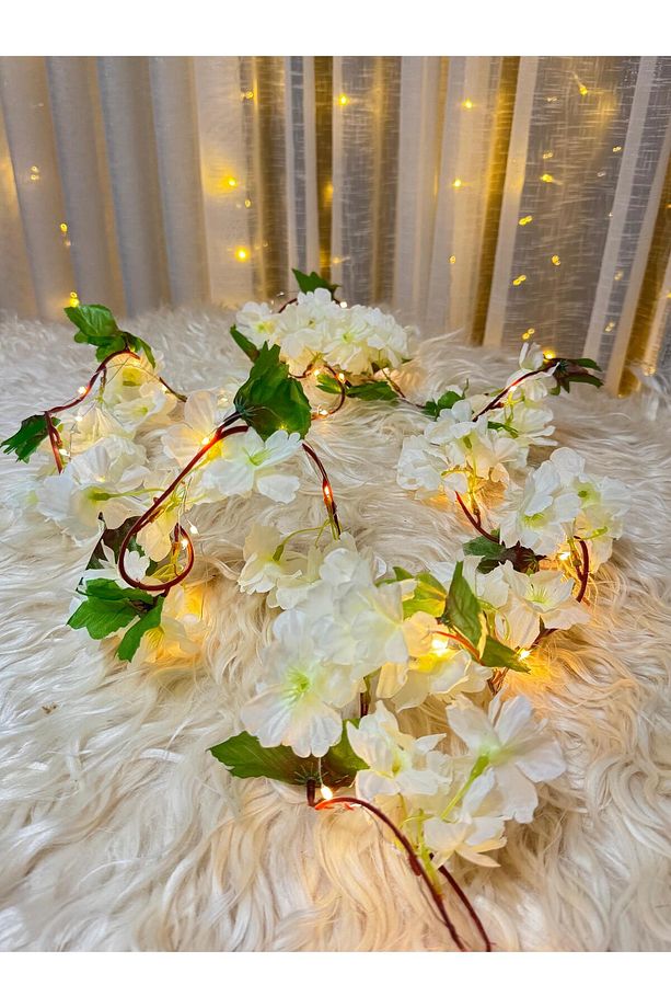 Unutma Beni Çiçeği Yapay Kiraz Çiçeği SAKURA ve 3 Metre Led Işık Seti - Yapay Çiçek Sarmaşık - 1
