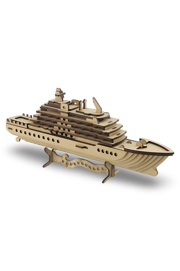 Ahşap Yolcu Gemisi Maketi - 71 Parça 3D Puzzle - Dekoratif Ahşap Gemi Maketi - 4