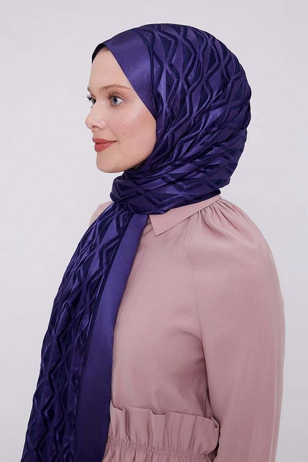 Morcivert Üçgen Desen Deluxe Devore Şal - 4