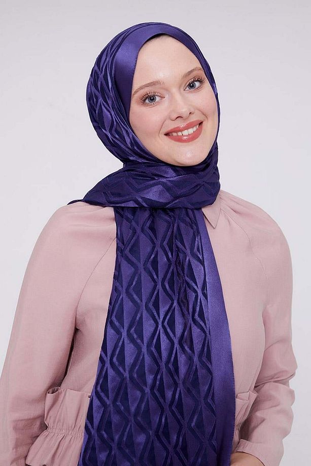 Morcivert Üçgen Desen Deluxe Devore Şal - 3