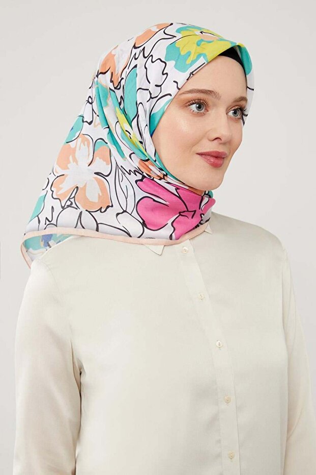 وشاح قطني ناعم بنمط البرسيم الأخضر - 1