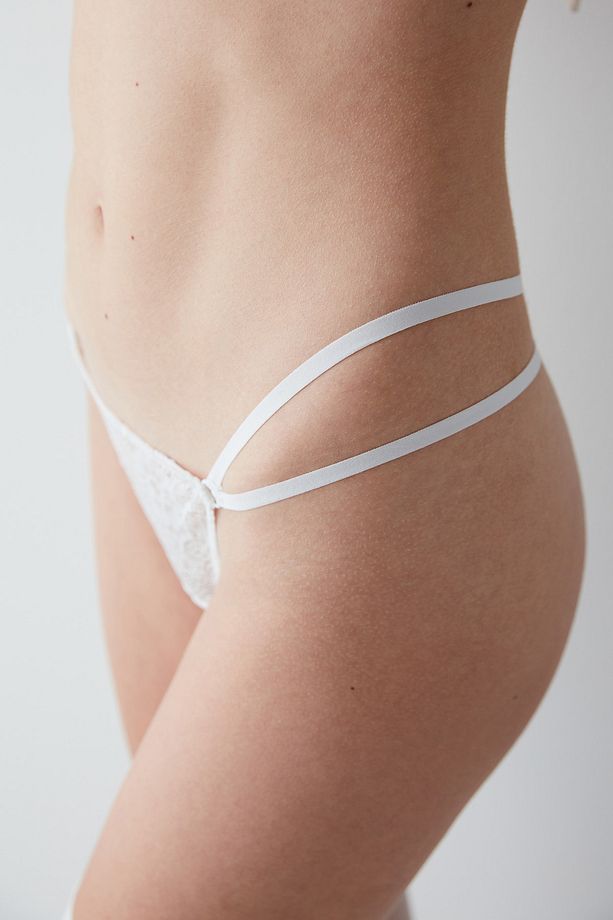 Lacy Dantel Dantel Beyaz String Külot - 1