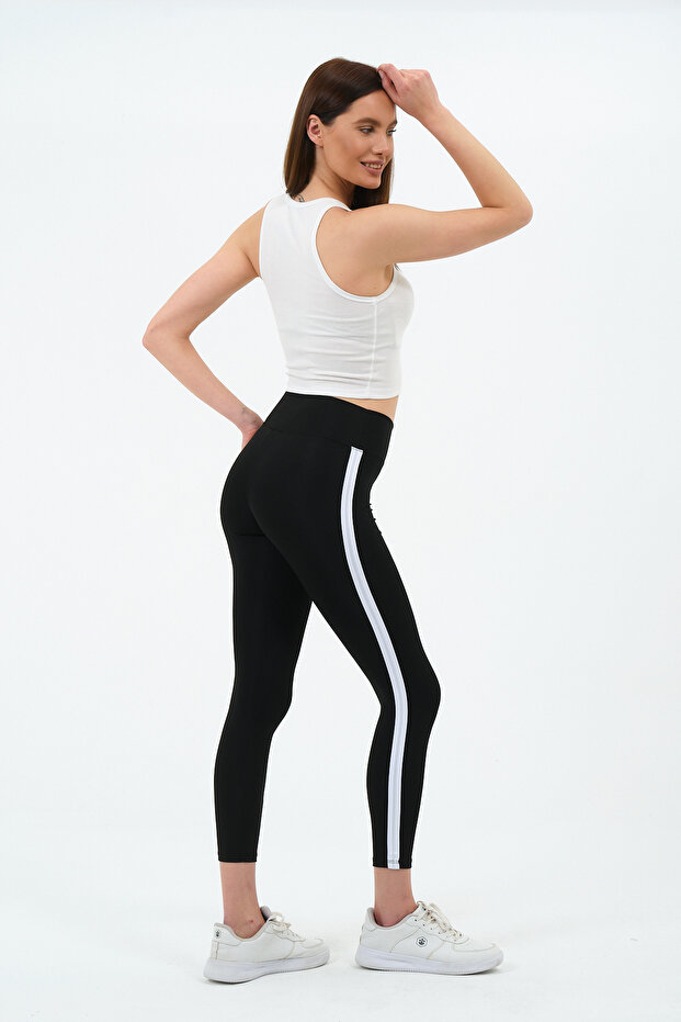 Single Stripe Athlete Leggings Women's Black Athlete Leggings