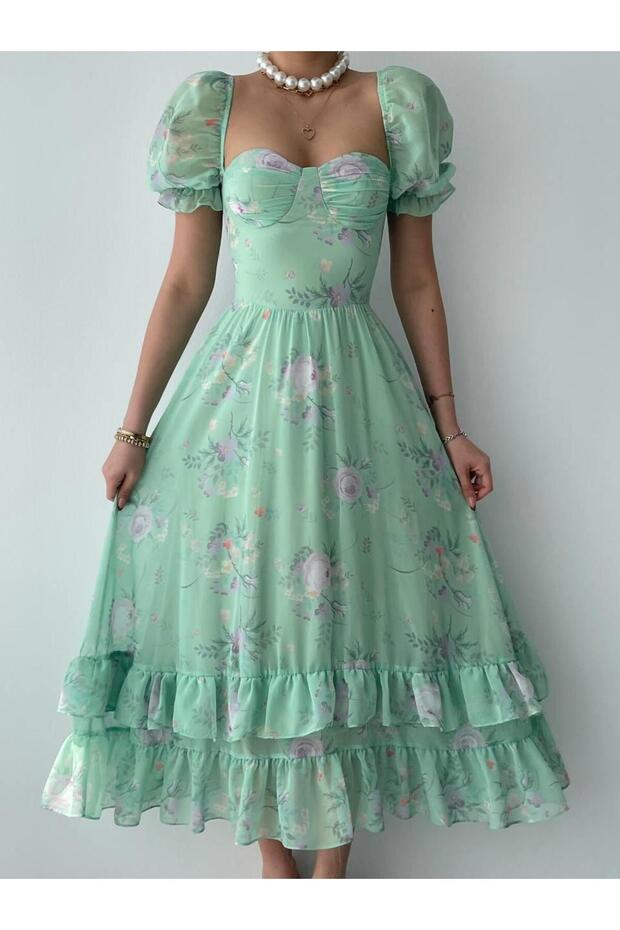 Candy Şifon Midi Elbise - 1