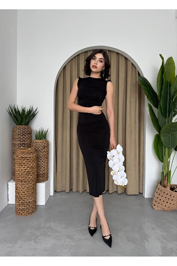 Sandy Midi Elbise - 1