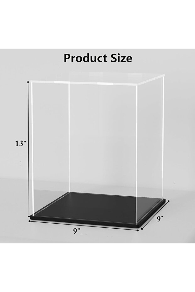 Acrylic Display Case, Cube Acrylic Boxes for Display, Clear Display with Matte Black Base - 3