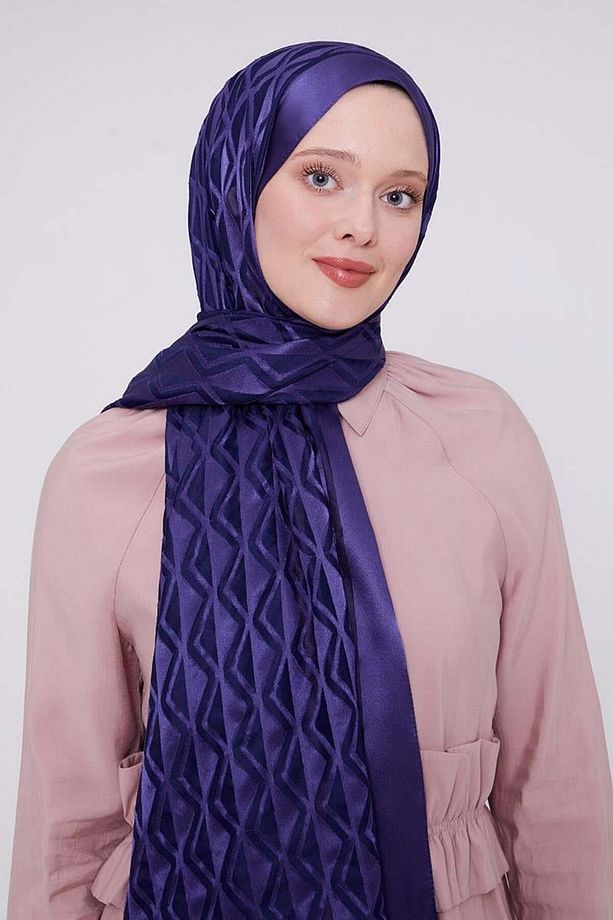 Morcivert Üçgen Desen Deluxe Devore Şal - 2