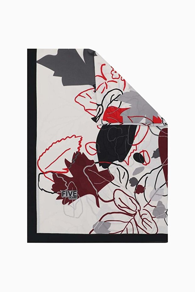 Black Leaf Pattern Crepe Shawl