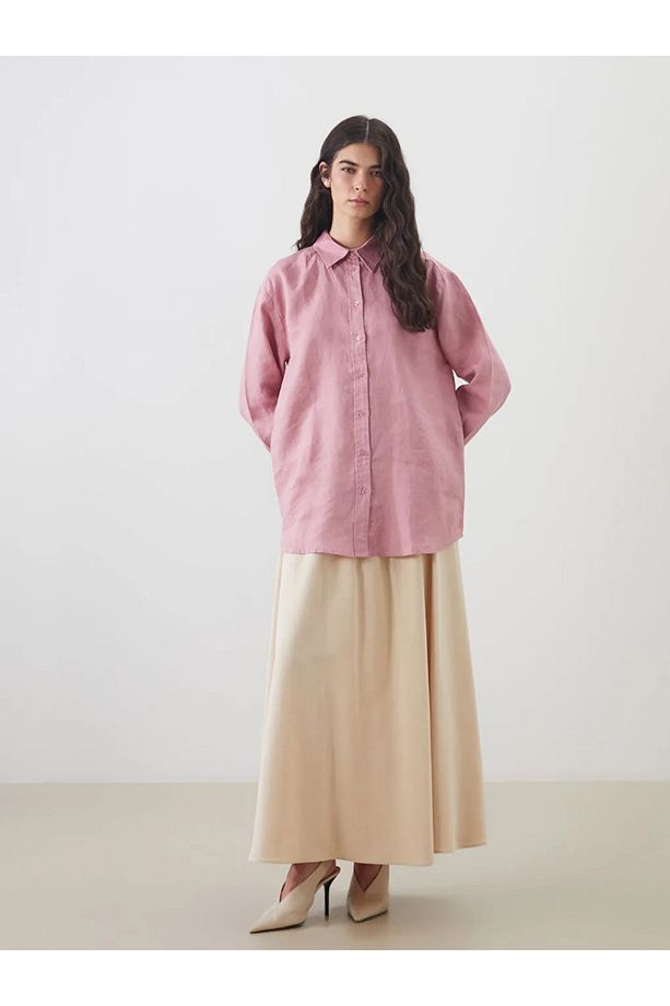 LCW Modest Keten Kadın Gömlek Tunik - 1