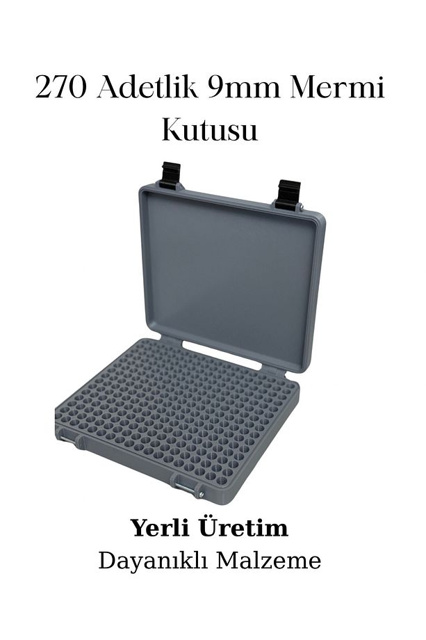 Mermi Kutusu 270 Adetlik – Gri Renkli, 9MM Uyumlu - 1