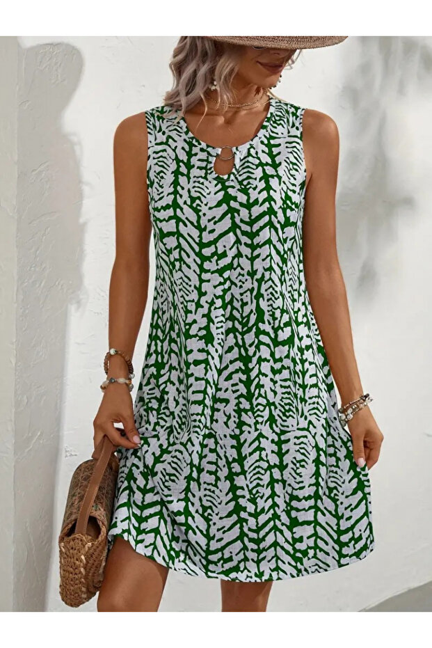 Rochie mini cu volan cu mâneci zero - 4