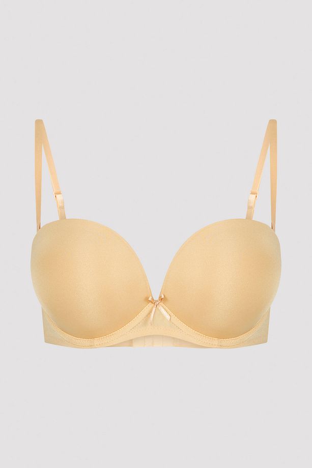 Dekoltemiz Wow Straplez Push Up Dolgulu Balenli Ten Rengi Sütyen - 5