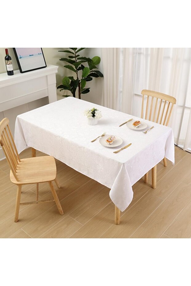 Waterproof tablecloth, rectangular, white, 100X140 cm, SMIRY - 6