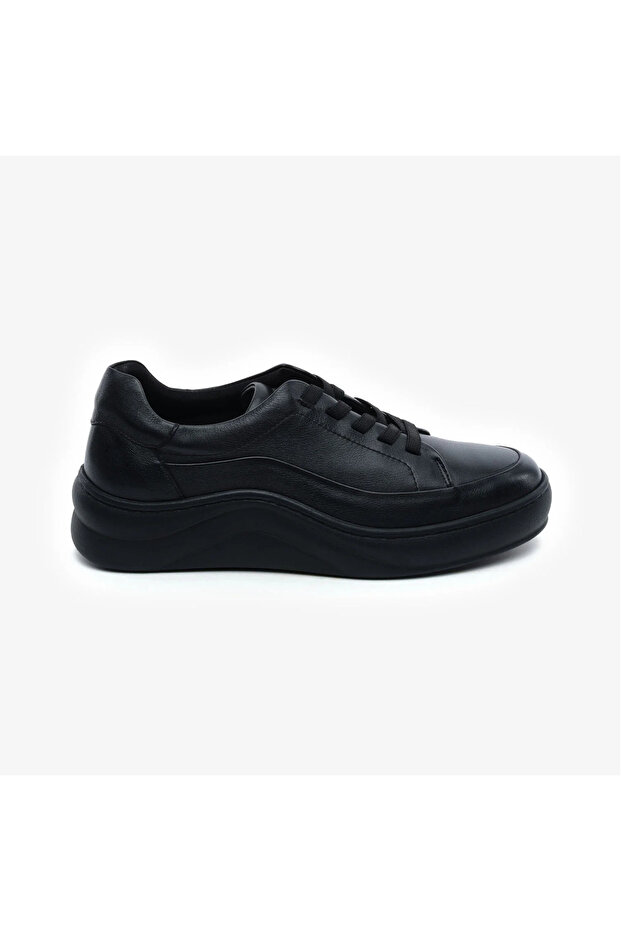 59052 Black Genuine Leather Women's Sneaker Shoes