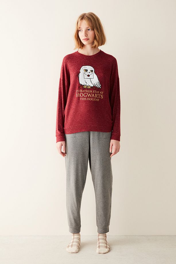 Hogwarts Soft Sweatshirt Bordo Pijama Üstü - Harry Potter Koleksiyonu - 2