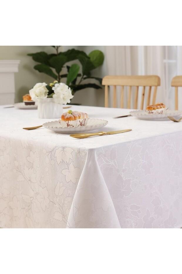 Waterproof tablecloth, rectangular, white, 100X140 cm, SMIRY - 2
